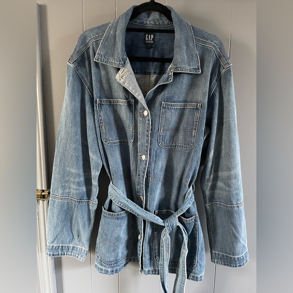 Long blazer style denim jacket